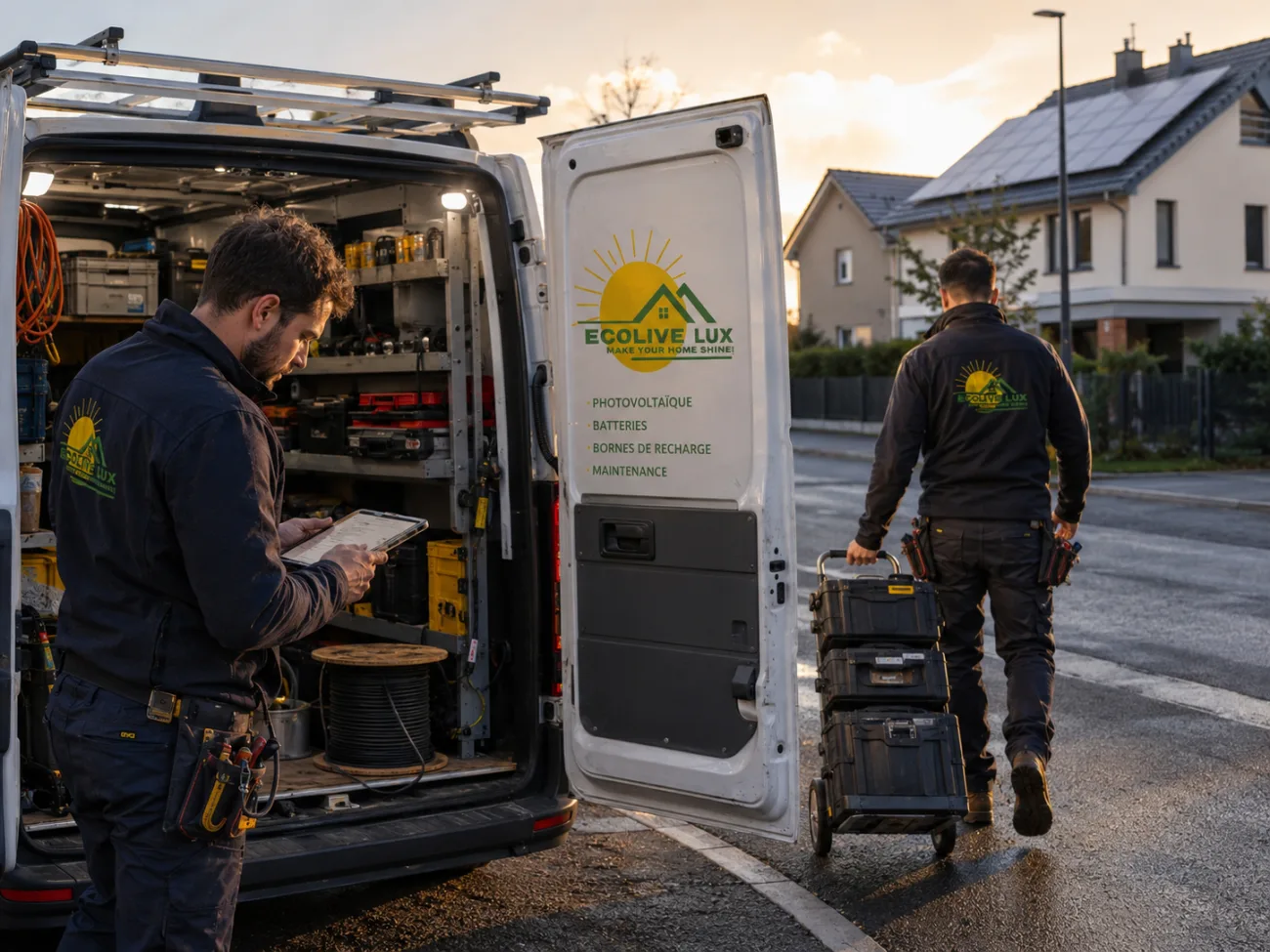 L'équipe EcoLive Lux et son véhicule d'intervention prêt sur le terrain