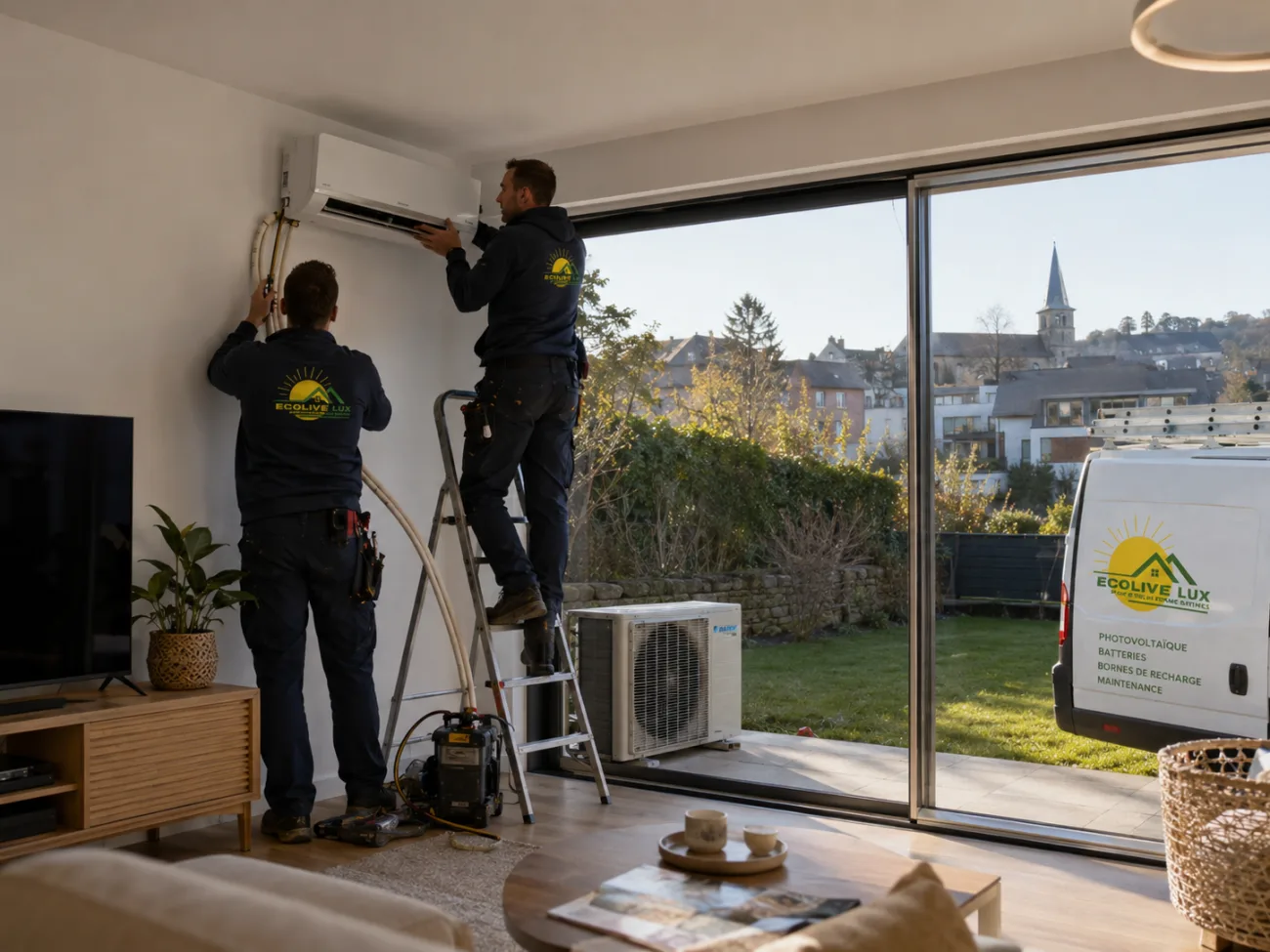 Unité de climatisation intérieure installée par EcoLive Lux